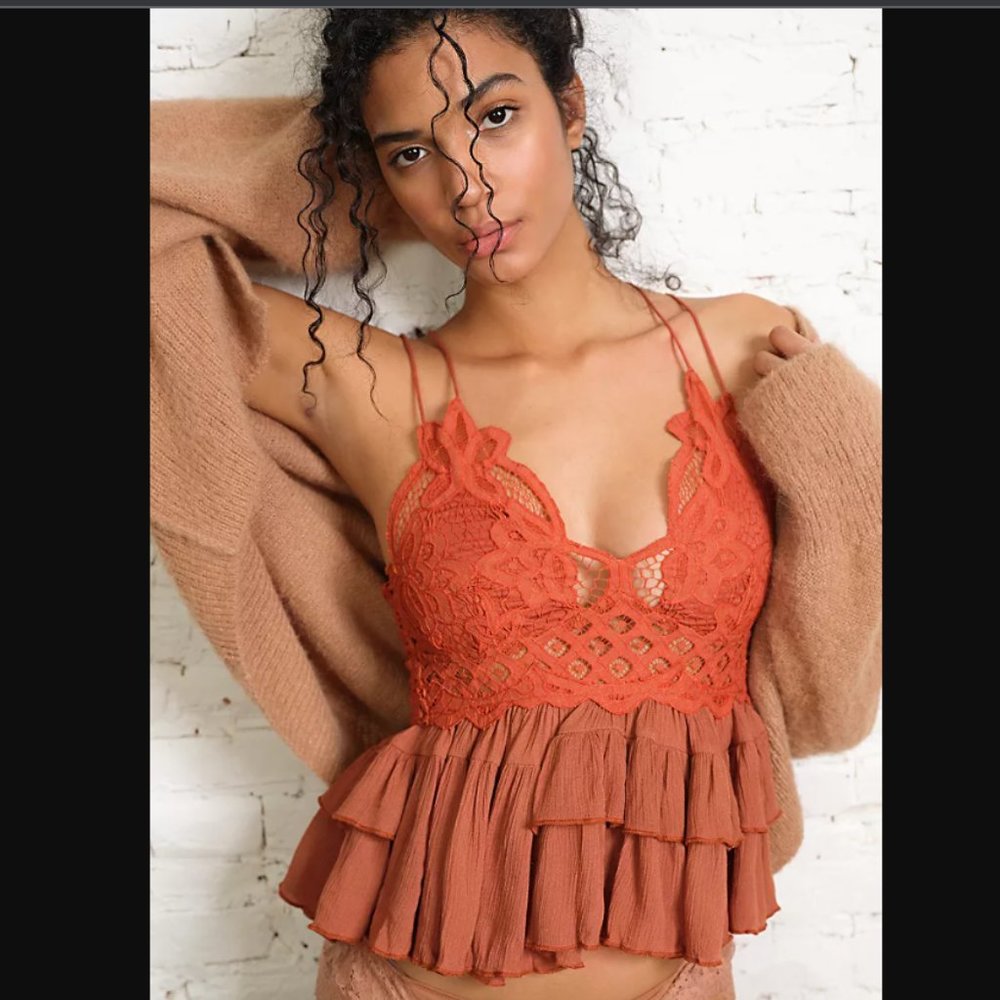 Free People Adella Cami, NWT, Winding Roads, Rust, Sz L